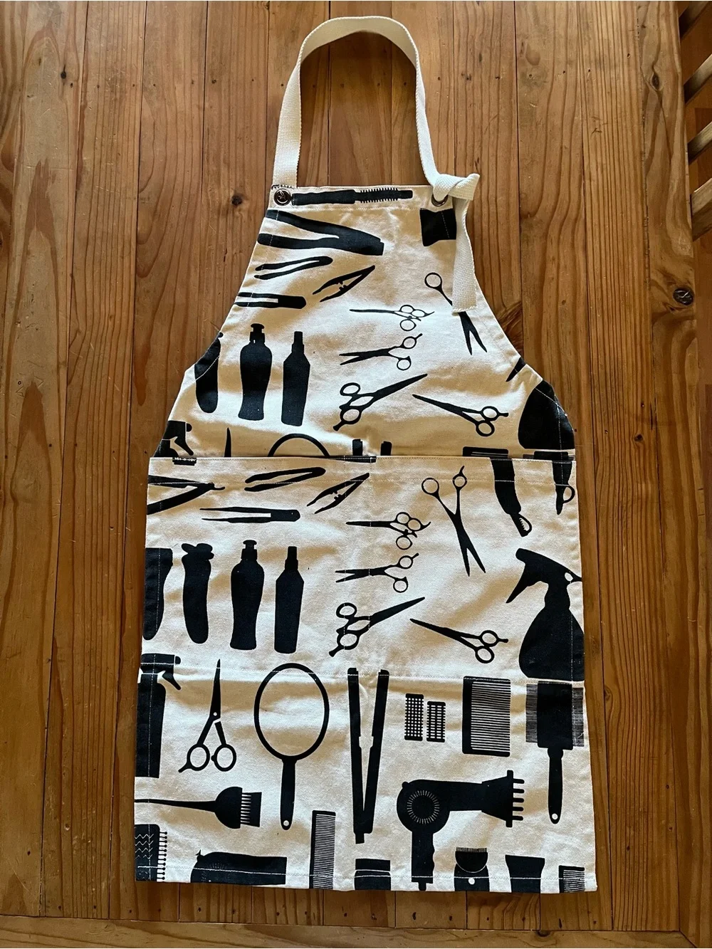 Black & Cream Canvas Hair DresserStylist Print Kitchen or Work Apron